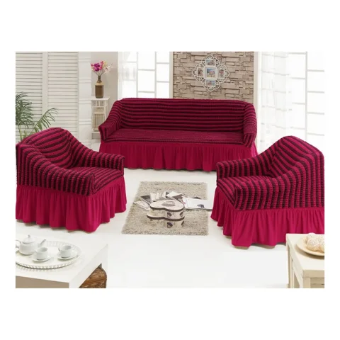 Casadeliacl - Funda Tfi Raya Kit Para Sillón 3+1+1 Líneas / Bordó / Rayas