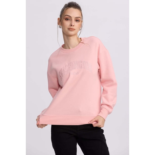 Polerón Mujer Oversize Bordado Rosado Claro
