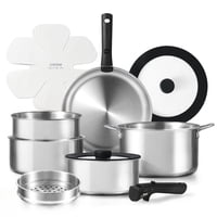 Juego De Utensilios De Cocina Carote De Acero Inoxidable, 14 Piezas, Negro De Inducción