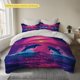 thumbnail image 1 of Dreamy Purple Ocean with Twin Dolphins Printed Duvet Cover Set Soft and Fluffy 100% Polyester Fiber Duvet Cover Comfortable and Breathable Without Causing Sweat, 1 of 1
