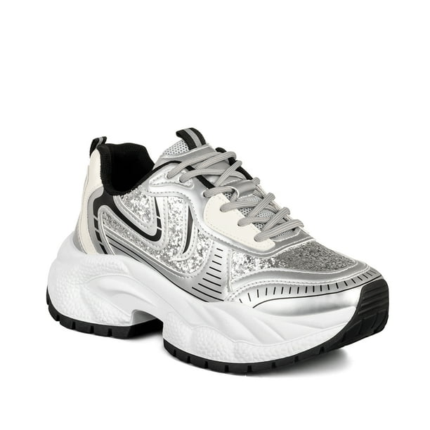 Zapatilla Deportiva Mujer Plateado Glitter Weide TFA208 Mujer