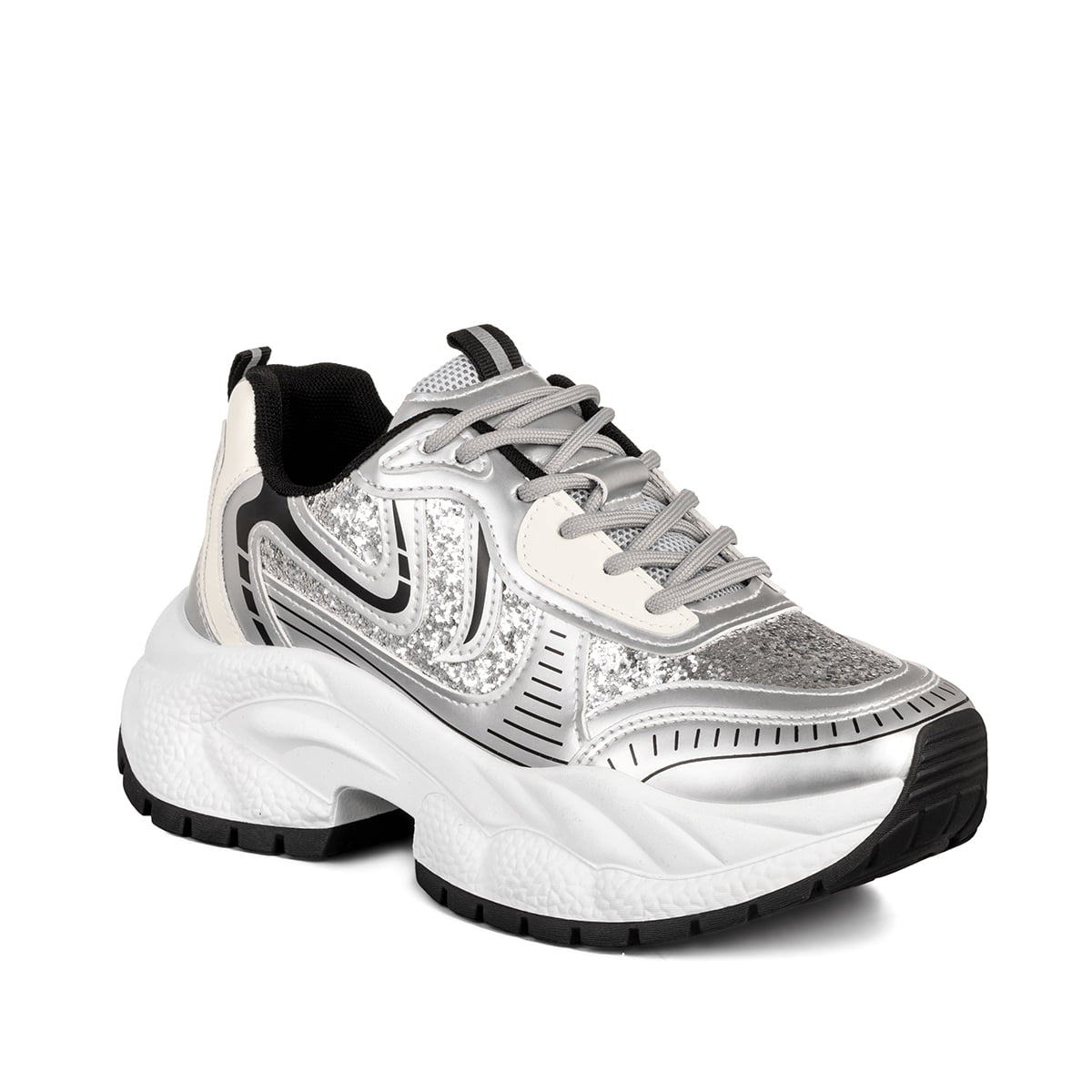 Zapatilla Deportiva Mujer Plateado Glitter Weide Tfa208 Mujer