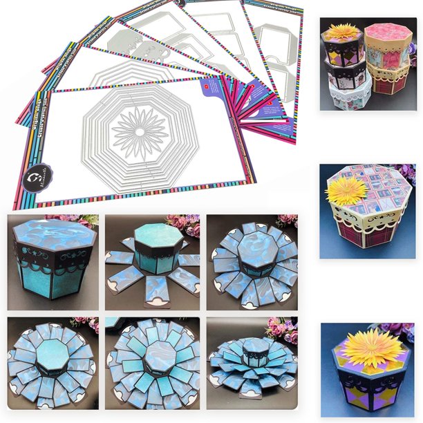 Troqueles de corte para manualidades Alinacutle, caja explosiva de regalo 15 x 15 x 10 cm