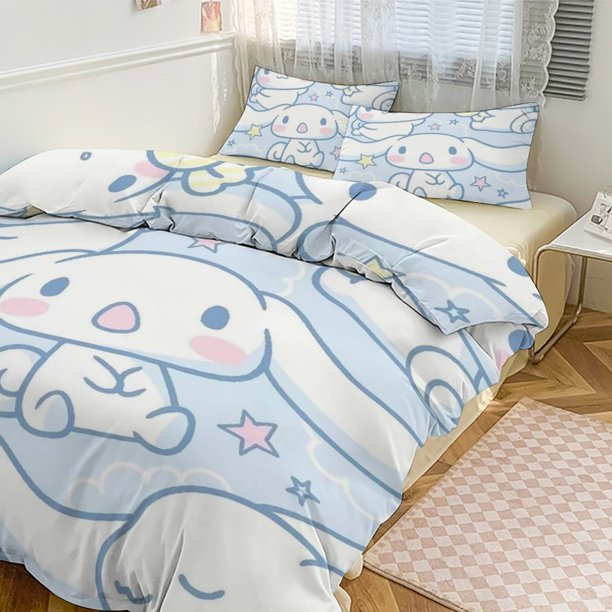 Cartoon Cinnamoroll Bedding Set Comforter Duvet Cover Set Quilt Cover for Kids Teens Bedroom Decoration