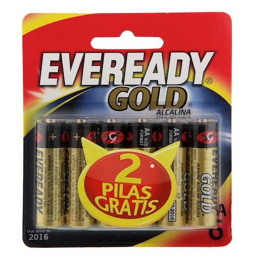 Pilas Alcalinas Gold + Pilas Gratis Display, 6 Un
