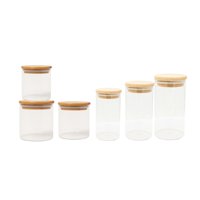 Genérico - Set 6 Frascos Hermeticos Mini Snacks Vidrio Con Tapa Bambu