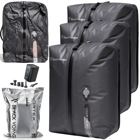 Bolsa De Viaje De Compresión Al Vacío Blackvoyage Reutilizable De 18 Litros, Paquete De 3