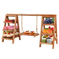 Soporte Para Magdalenas Flenpptly De Madera De 3 Niveles Con Bandeja Para Servir, Color Marrón