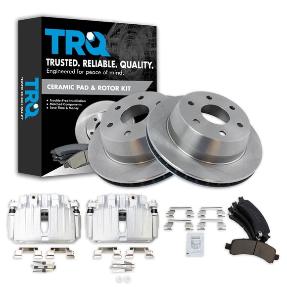 Kit de frenos TRQ trasero con pastillas cerámicas, cálipers y discos para 2002