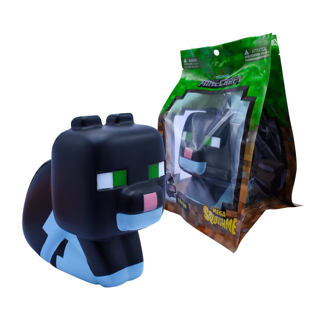 Just Toys Llc - Squishme Minecraft Mega Series 2 Tuxedo Cat Con Licencia Oficial
