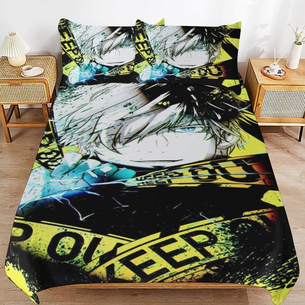 Jujutsu Kaisen Bedding Set Duvet Cover Comfortable and Lightweight Cartoon Bedding 3 Piece Bed Set