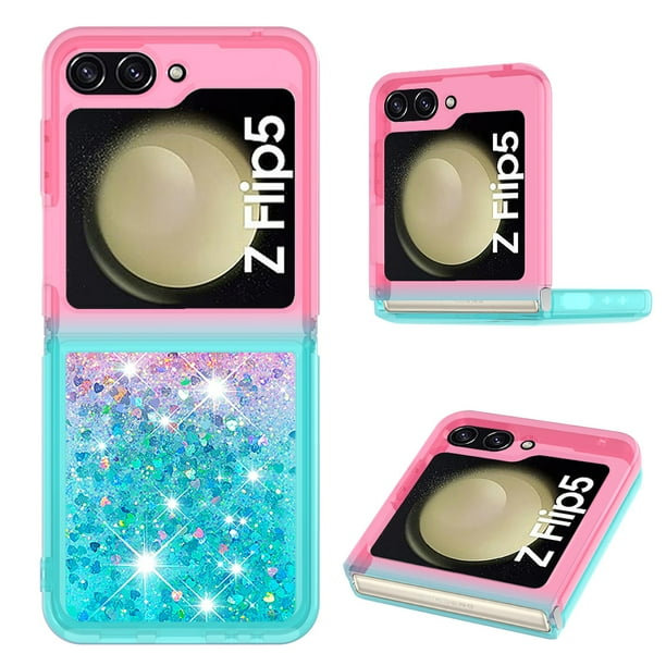 Funda Para Samsung Galaxy Z Flip 5 Con Diseño Gradiente Y Brillo Líquido Antigolpes Tpu