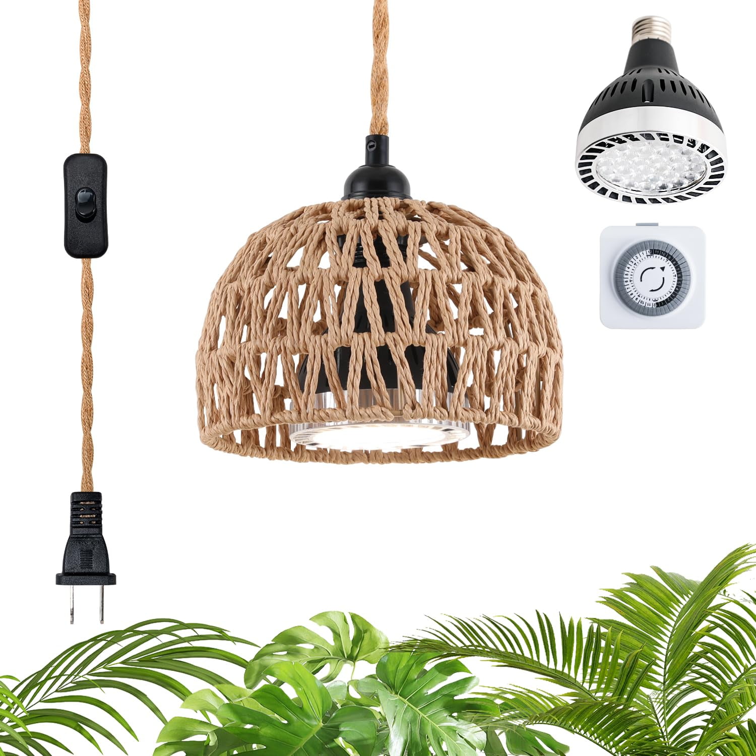 Luz De Cultivo Cofiveevo 30 W De Espectro Completo 4000 K Con Temporizador Y Cable De 4,5 M