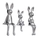 thumbnail image 1 of 3 Piezas De Estatuas De Conejo De Estatuilla Familiar De Conejitos Para Gabinete Interior Sala De Estar Plata, 1 of 4