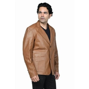 Chaqueta Deportiva Cuero Sharo Classic Leather Tan Hombre