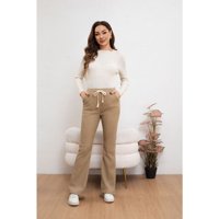 Likeshop - Pantalón Calza Flare Invierno Mujer Forro Frisado Acanalada 7131