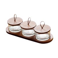 Bothyi - Bandeja De Madera Bandeja Bandeja Bandeja De Fruta De Vidrio Para Nueces De Frutas 3 Cuadrícula