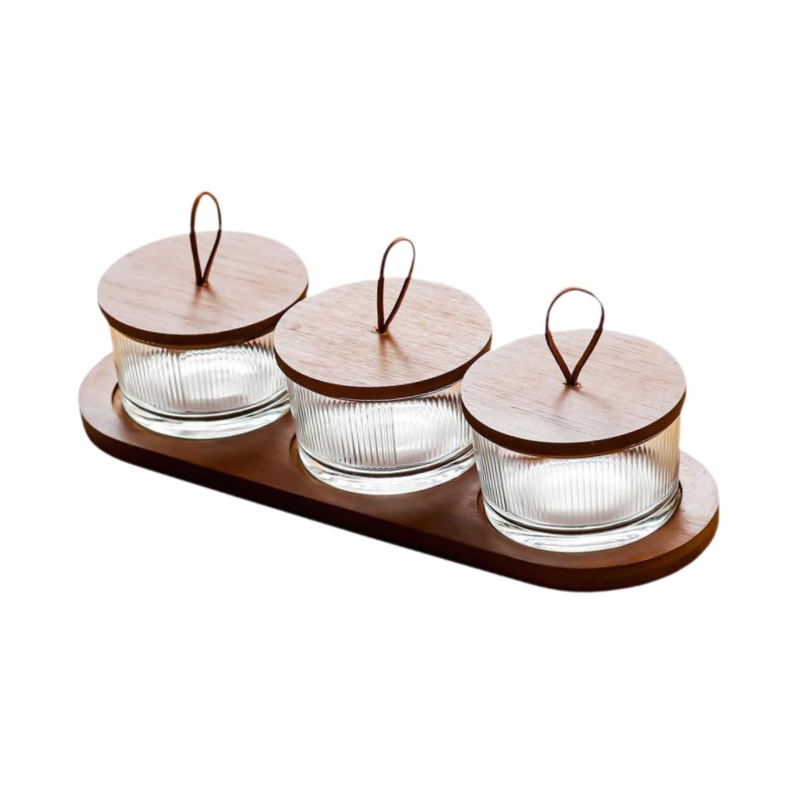 Bothyi - Bandeja De Madera Bandeja Bandeja Bandeja De Fruta De Vidrio Para Nueces De Frutas 3 Cuadrícula