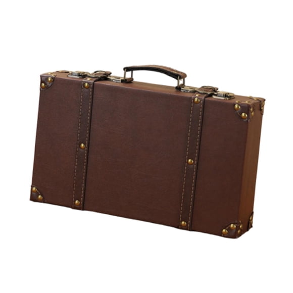 Baúl de viaje decorativo de cuero de PU, baúl decorativo de estilo antiguo, recuerdo para el hogar, estuche de equipaje para llevar durante la noche Tamaño: 34 cm x 8 cm x 205 cm.