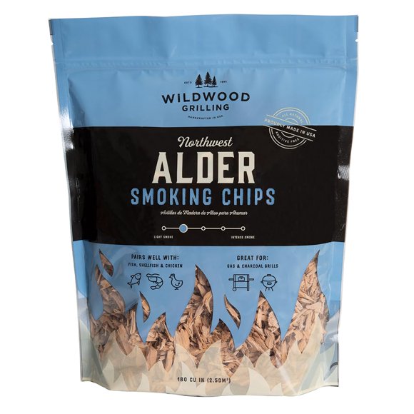 Astillas para ahumar Wildwood Grilling de madera de aliso, 180 pulgadas cúbicas