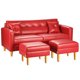 thumbnail image 3 of Sofa New Retro 3 Cuerpos Más 2 Pouf Pu 04 Rojo, 3 of 5