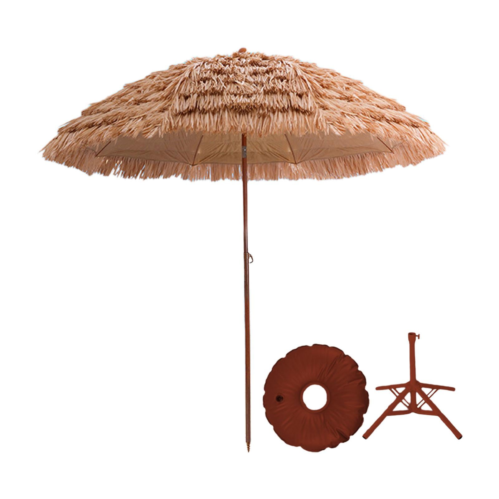 Ioensy - Sombrilla De Playa, Sombrilla De Paja Portátil Para Patio, Piscina, Eventos Deportivos, Base Cuadrúpeda