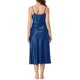thumbnail image 3 of INSPIRE CHIC Camisón largo de satén suave para mujer con escote en V y tirantes finos, vestido de dormir con silueta fluida para primavera verano azul medio, 3 of 6