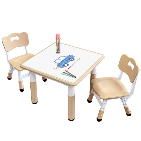 Juego de mesa y silla JIAOQIU para niños, ajustable de 3 a 12 años con escritorio