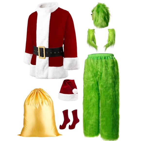 Disfraz de Halloween dgdgcool de Papá Noel para hombre con 8 piezas