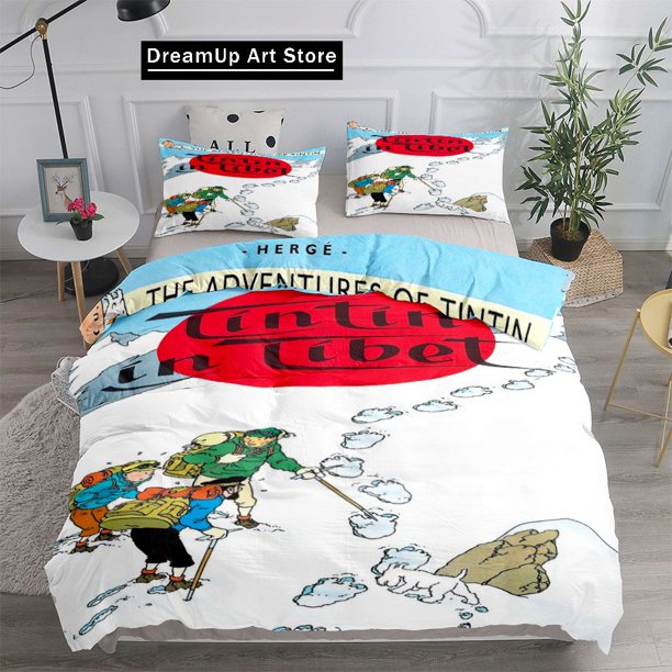 x1643 Bed Sheets Fashion T-Tintin Adventure Tales Children Duvet Cover Set Twin Bed Linen Set 3-Piece Bedding Set (1 Duvet Cover + 2 Pillow Shams) nj1643