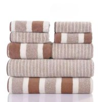 Top Lucky - Set De 8 Toallas Rayadas Ultra Absorbentes – Estilo Spa Marron