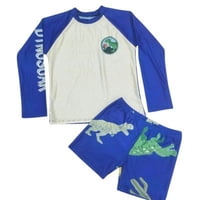 Likeshop - Conjunto De Baño Niños Short Polera Gorro Manga Larga Dino 0060