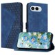 thumbnail image 1 of Funda tipo cartera para T Phone 3 5G con tarjetero, bolsillo para billetes, soporte, cierre magnético y correa para la muñeca, funda tipo folio con textura geométrica azul, 1 of 5