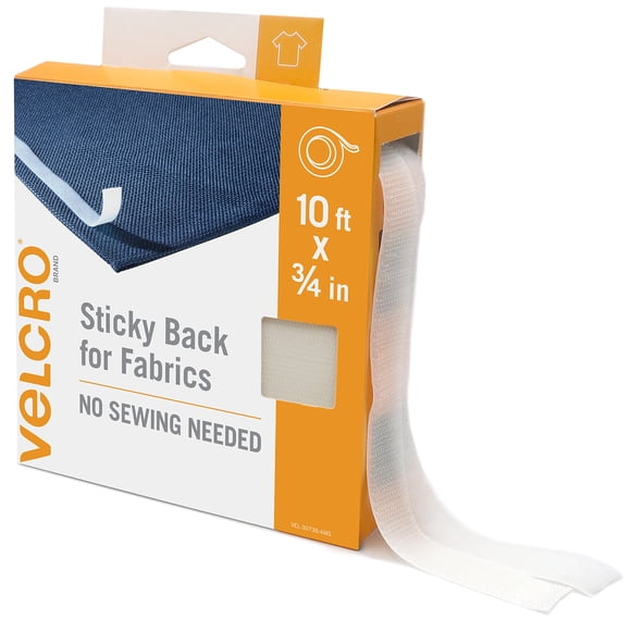 Cinta adhesiva de tela marca VELCRO, rollo a granel de 10 pies, color blanco