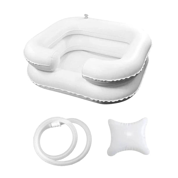 Washbasin de champú inflable, plegable para el uso del hogar con manguera en la cama para el tazón de champú de ayuda para lavar cabello fácil de usar
