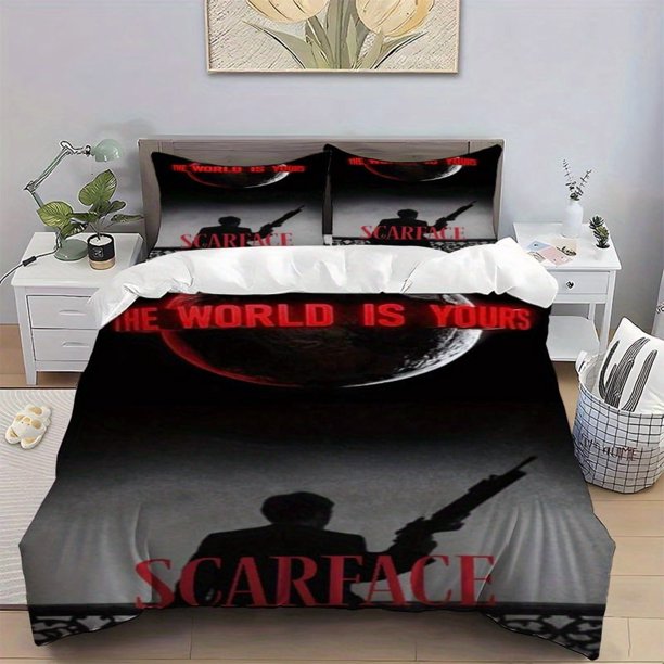 3pcs Classic Scarface Movie Poster Design Bedding Set Soft Duvet Cover + 2 Pillowcases