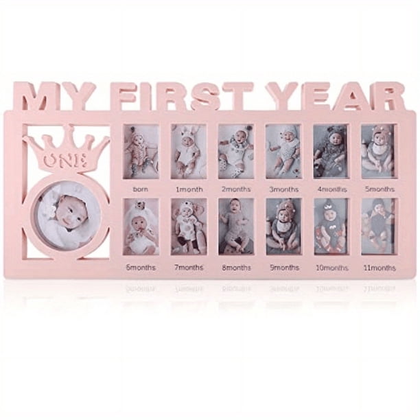 Newborn Baby Picture Frame My First Year Frame Baby Photo Frame 0-12 Month Baby Keepsake Frames Monthly Milestone Desktop Picture Frame For Photo Memories Baby 1st Birthday Commemorate Kids Growing Me