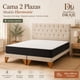 thumbnail image 1 of Cama Europea 2 Plazas Modelo Harmonie Tapizada en Lino Beige Con  Respaldo Capitoné y Colchón Hibrido Bonell, 1 of 9