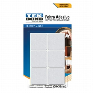 Fieltros Adhesivos Cuadrado 30Mm Blanco 12Un. - Tekbond