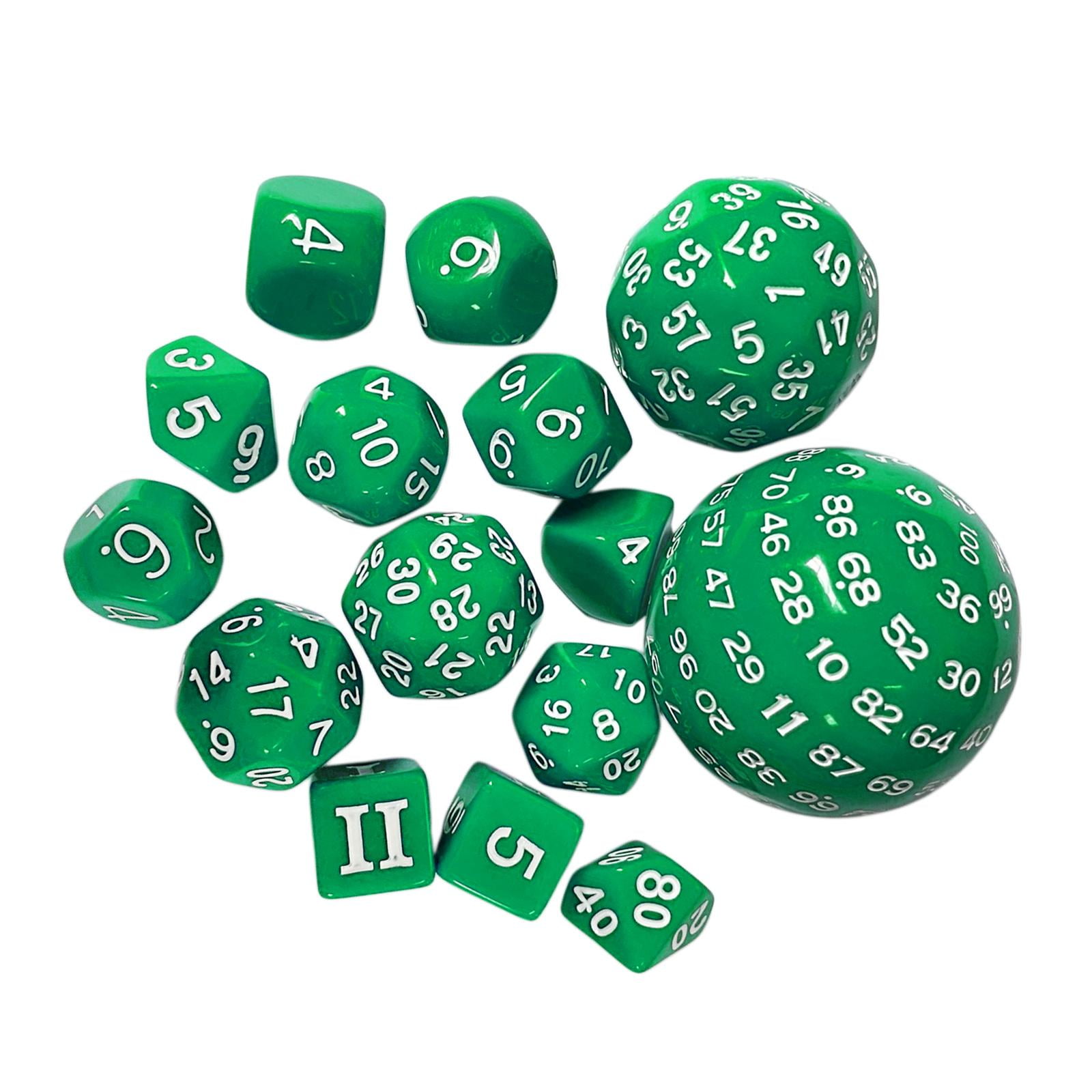 Magideal - Juego De 15 Dados De Juego De Rol Fácil De Leer Dados De Juego De Rol Dados De Juego De Varios Lados Para Juegos De Rol, Suministros Para Fiestas , Verde