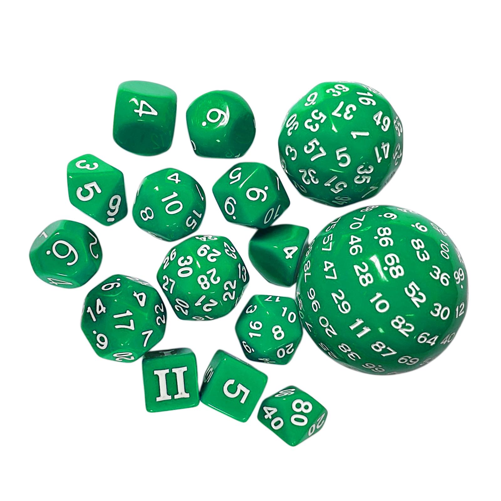 Magideal - Juego De 15 Dados De Juego De Rol Fácil De Leer Dados De Juego De Rol Dados De Juego De Varios Lados Para Juegos De Rol, Suministros Para Fiestas , Verde