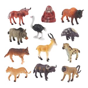 Bothyi - 12X Conjunto De Modelos De Animales Africanos, Manualidades Para Juguetes Cognitivos De Vacaciones, Proyectos Escolares