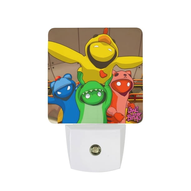 Gang Beasts / Bestias Pandilleras Luz nocturna LED con sensor de anochecer a amanecer para dormitorio, baño, pasillo, escaleras - Lámpara LED nocturna de enchufe, 0.5W - 1 pieza