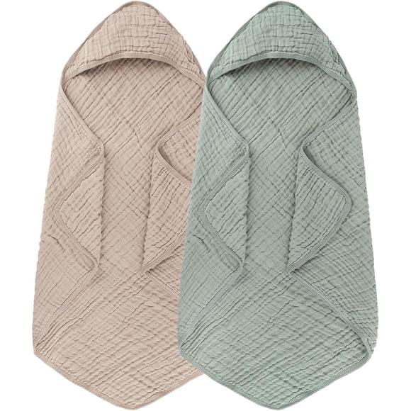 Toallas de Muselina para Bebé Synrroe con Capucha, 2 Piezas, 32 x 32 in