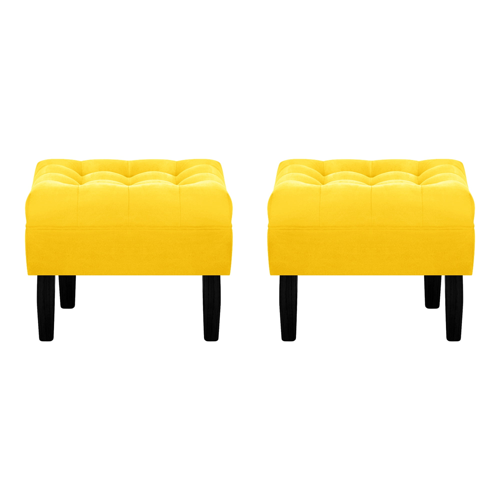 Bodevir - Set Pouf Wood 1c Felpa 00 Amarillo