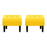 Bodevir - Set Pouf Wood 1C Felpa 00 Amarillo