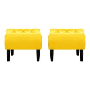 Bodevir - Set Pouf Wood 1C Felpa 00 Amarillo