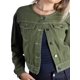 thumbnail image 4 of Jess por Meiko Chaqueta de Jean para Mujer Sin Cuello Manga Larga Mini Chaqueta de Mezclilla Recortada L Verde, 4 of 5