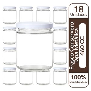 Genérico - Frasco Conservero 460 Cc Con Tapa Metálica Pack 18 Unidades