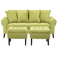 Bodevir - Sofa Lua 3C + 2 Pouf Felpa 20 Pistacho